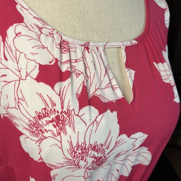 Talbots Women’s Pink Floral Flounce Hem Midi Dress Sleeveless Size 6 NWT - Picture 3 of 15